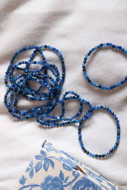 Bracelet galerie facette cyanite bleue